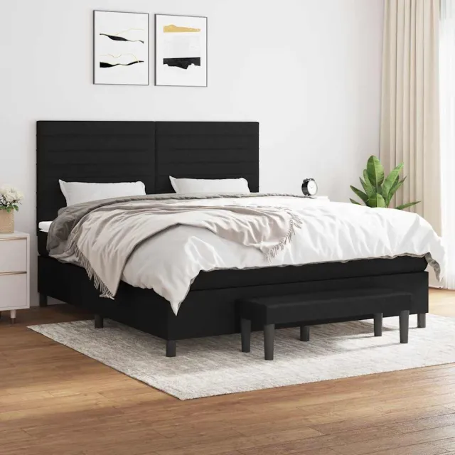 vidaXL Boxspring met matras stof zwart 160x200 cm