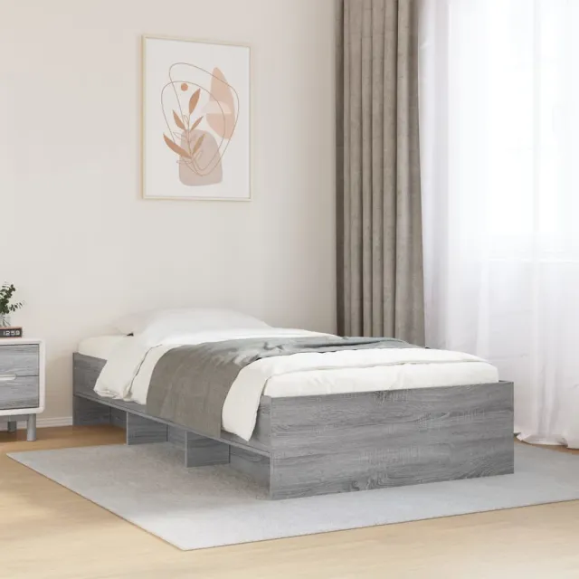 vidaXL Bedframe bewerkt hout grijs sonoma eikenkleurig 75x190 cm