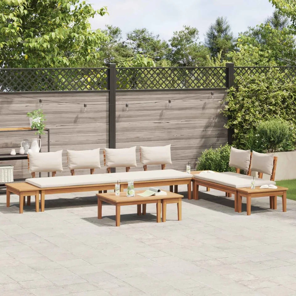 vidaXL Tuinbankenset 5 st Bruin en Crème, foto 3