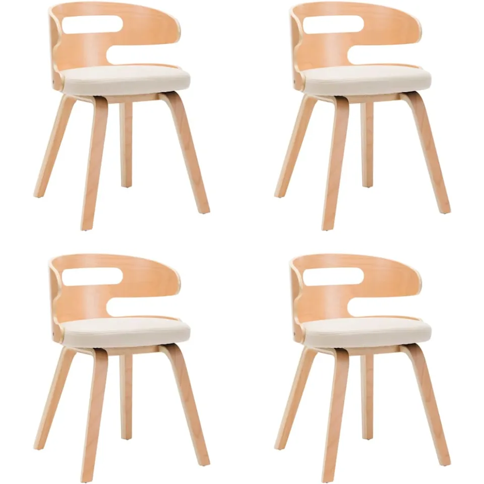 vidaXL Eetkamerstoelen 4 st gebogen hout en kunstleer crèmekleurig, foto 3