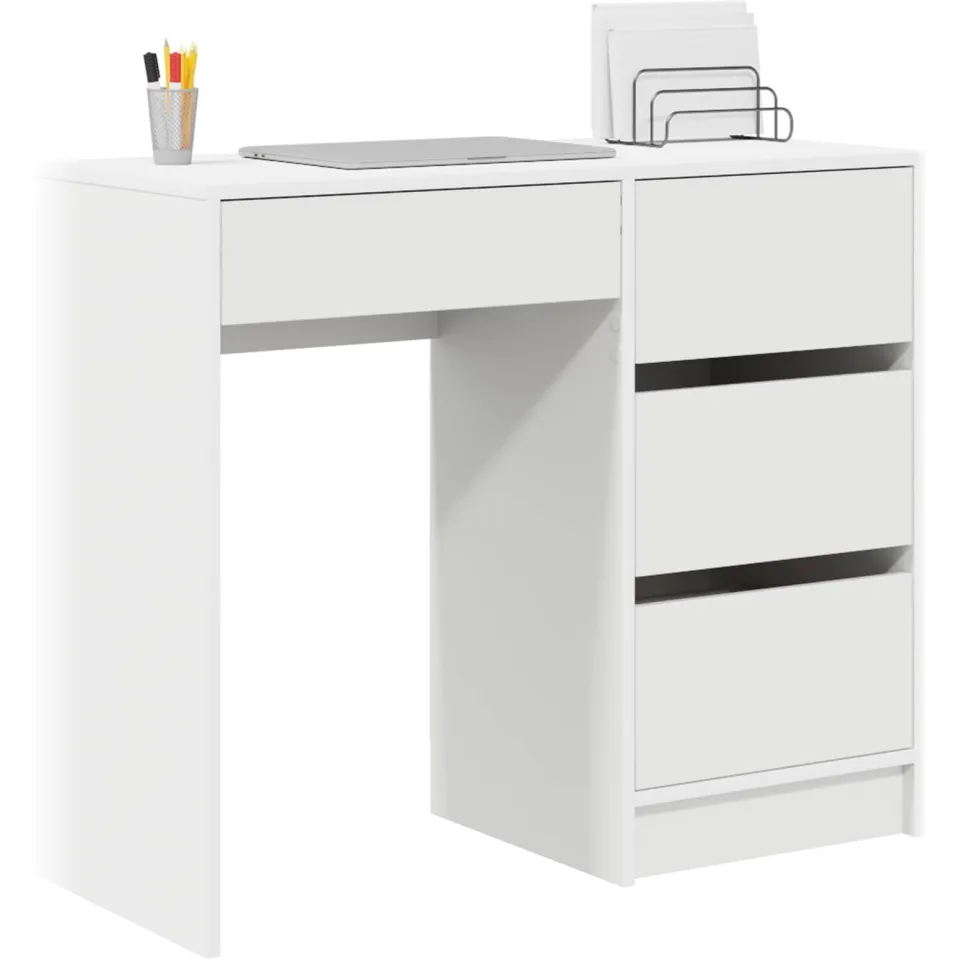 vidaXL Bureau Wit 90 x 37,5 x 75 cm Bewerkt hout