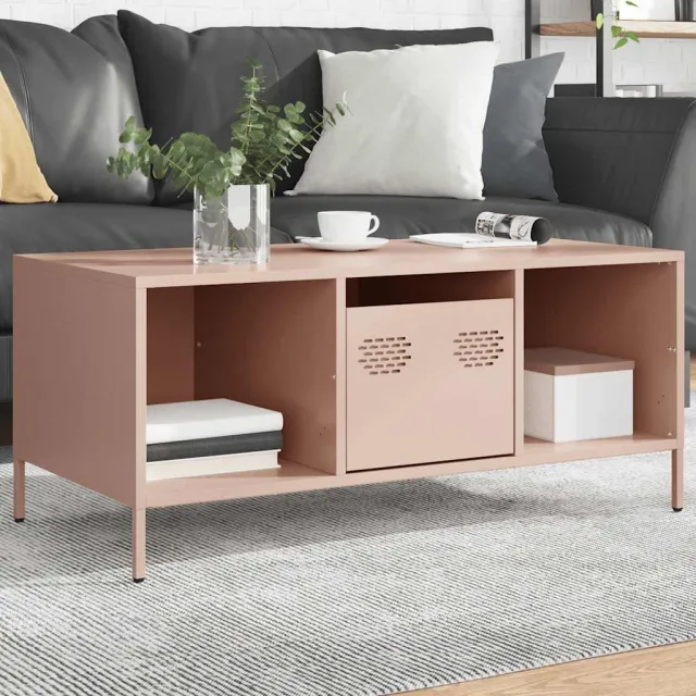 vidaXL Salontafel 101,5x50x43,5 cm koudgewalst staal roze, foto 2