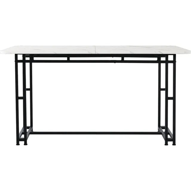 SONNENH Eettafel - MDF-blad en zwarte metalen poten - 120 x 70 x 74 cm - Wit/zwart