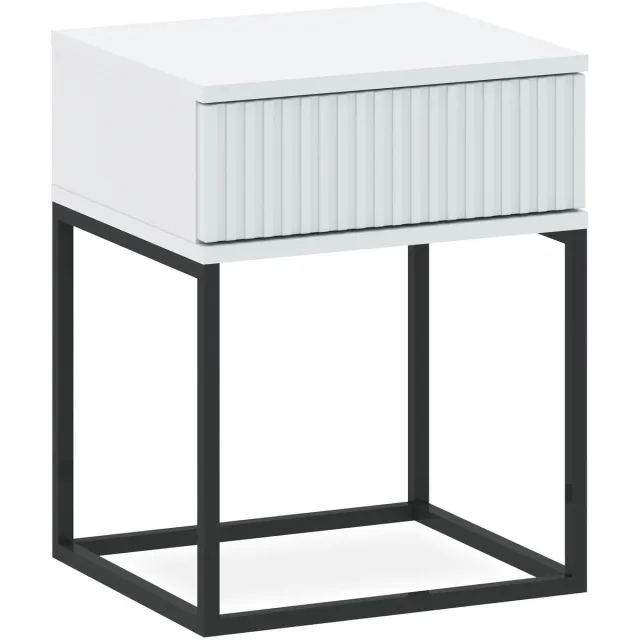 KONSIMO RECTUS Nachtkastje - met lade - Bijzettafel - Wit - 40x52x39 cm