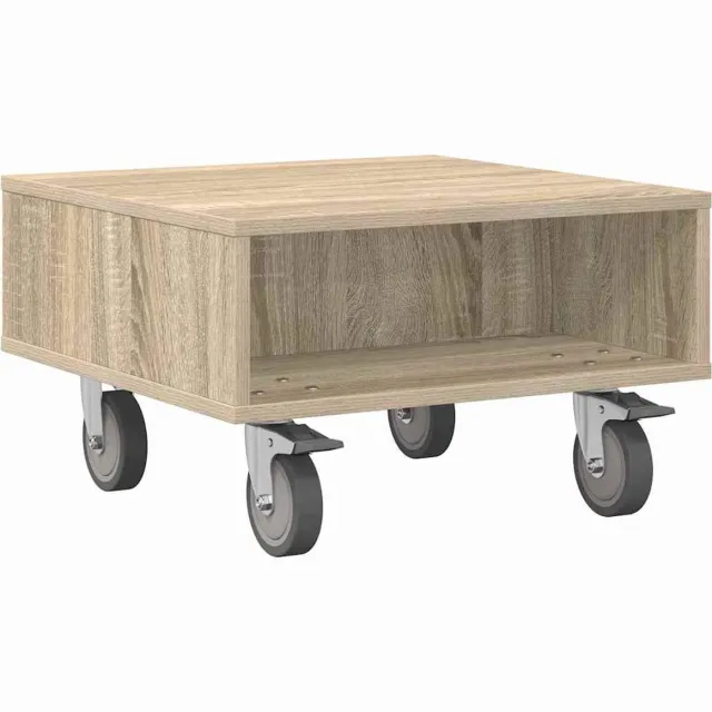 vidaXL Bijzettafel - met - wielen - Sonoma - Eik - 50,5 - x - 50 - x - 30 - cm Sonoma eiken