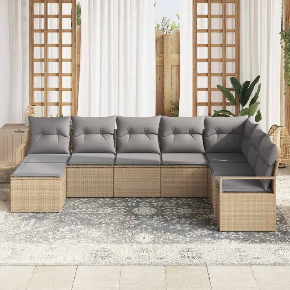 vidaXL Bankstel 8 st Beige poly rattan, foto 3