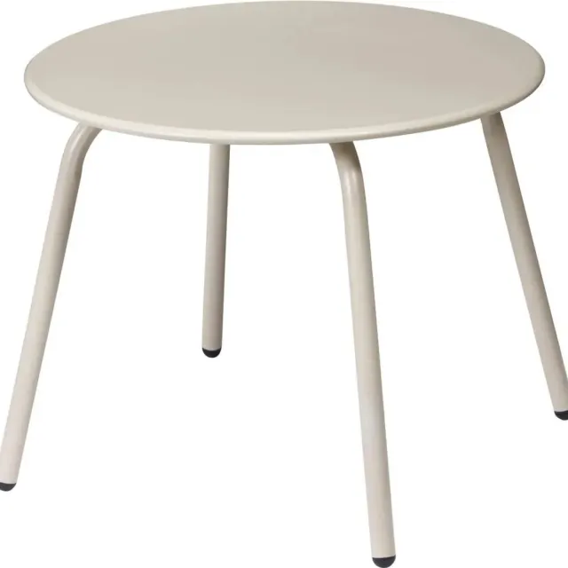 Pro Garden Tuin bijzettafeltje - beige - metaal - Dia 50 cm - rond - koffietafel - tuinset tafel