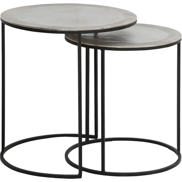 Light & Living Bijzettafel Talca - Zilver - Ø49+Ø40cm - Luxe