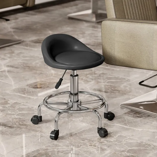 MODENUIT Bureaukruk 43 x 43 x 59-75 cm - In Hoogte Verstelbaar en 360° Draaibaar - Voor Kantoor en Salon - Kunstleer - Zwart Black