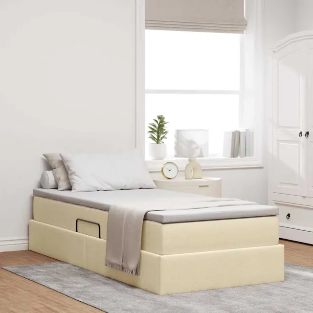 vidaXL Opslag bed met matras met opslag Crème 90 x 200 cm Polyester