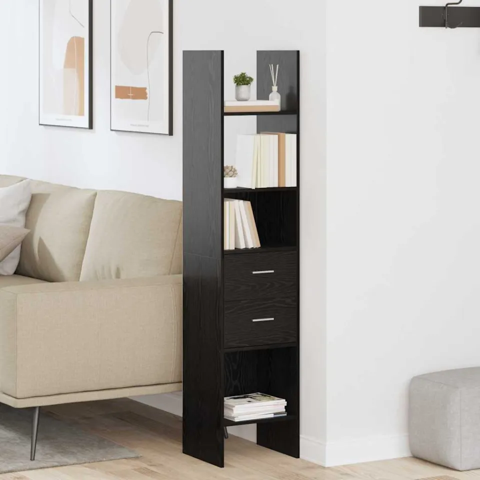vidaXL Boekenkast 2-laags 40 x 35 x 180 cm Bewerkt hout Zwart eiken, foto 3