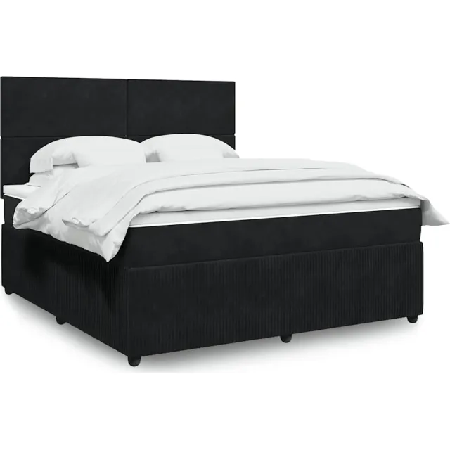 vidaXL Boxspring met matras fluweel zwart 180x200 cm