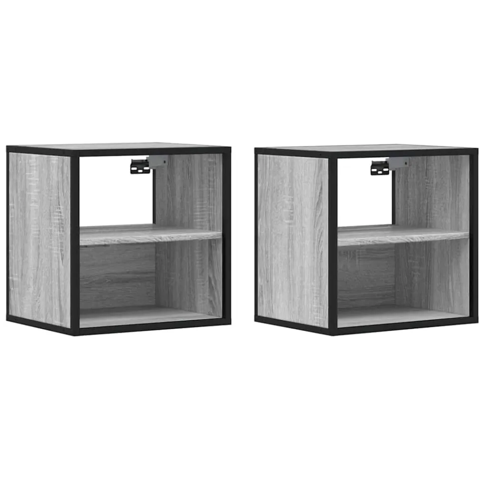 vidaXL Nachtkastjes 2st wandgemonteerd 40x31x39,5cm grijs sonoma eiken