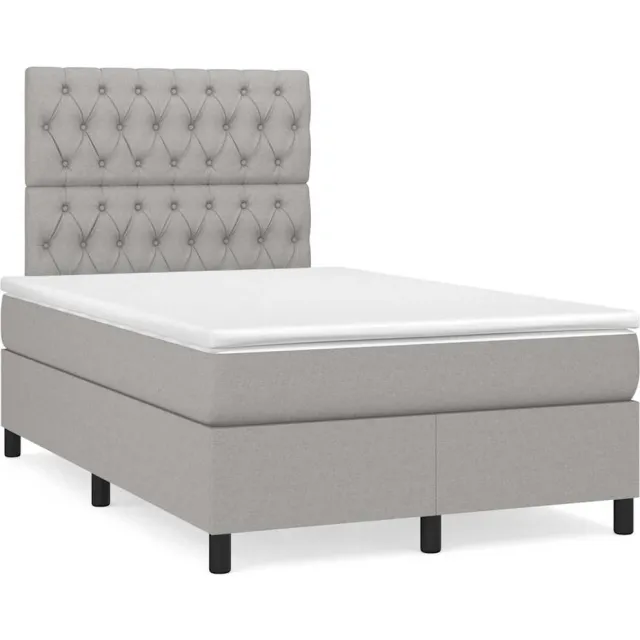 vidaXL Boxspring met matras en LED stof lichtgrijs 120x190 cm grijs