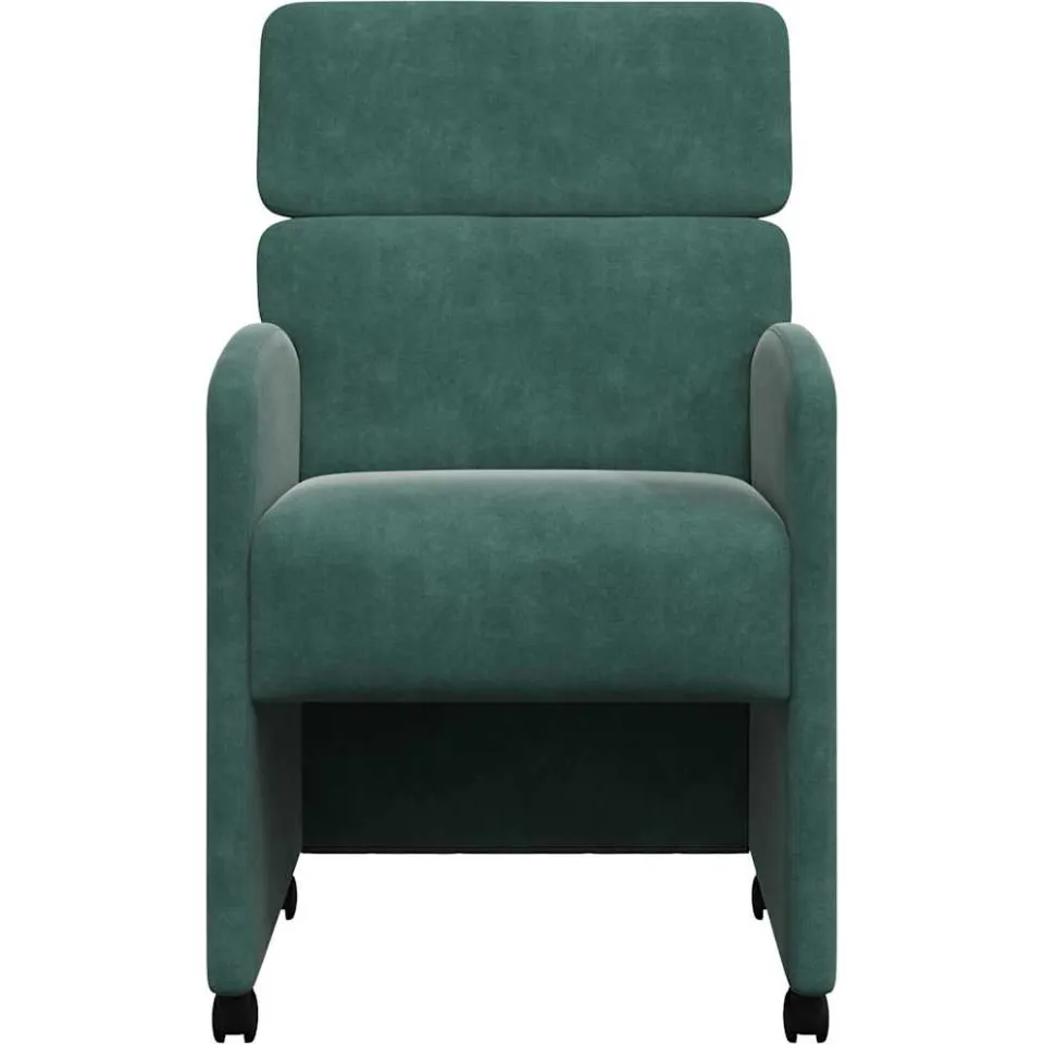 vidaXL Eetkamerstoelen met Wieltjes 2 st Fluweel Donkergroen groen, foto 4