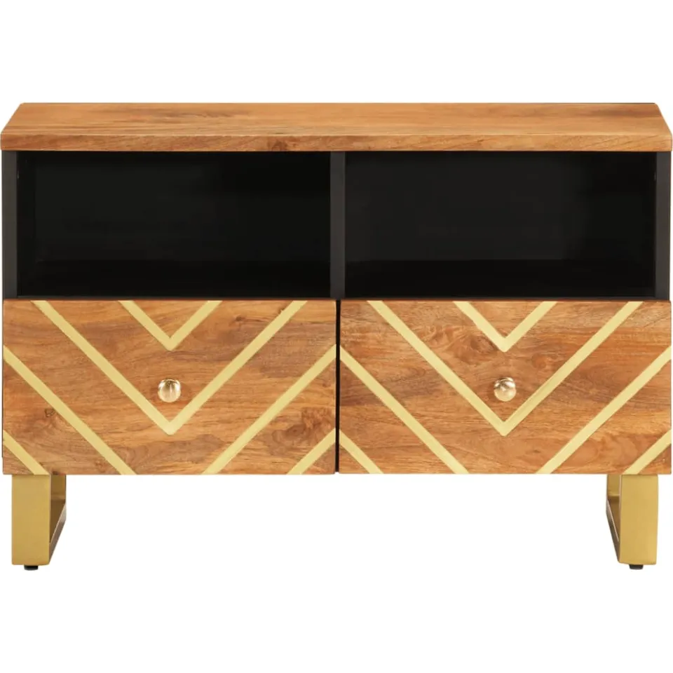 vidaXL Tv-meubel 70x33,5x46 cm massief mangohout bruin en zwart, foto 4