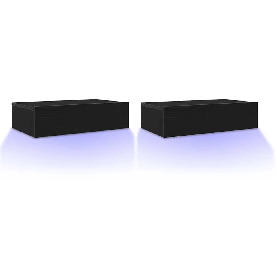 vidaXL Tv-meubels met LED-verlichting 2 st 60x35x15,5 cm zwart eikenkleurig