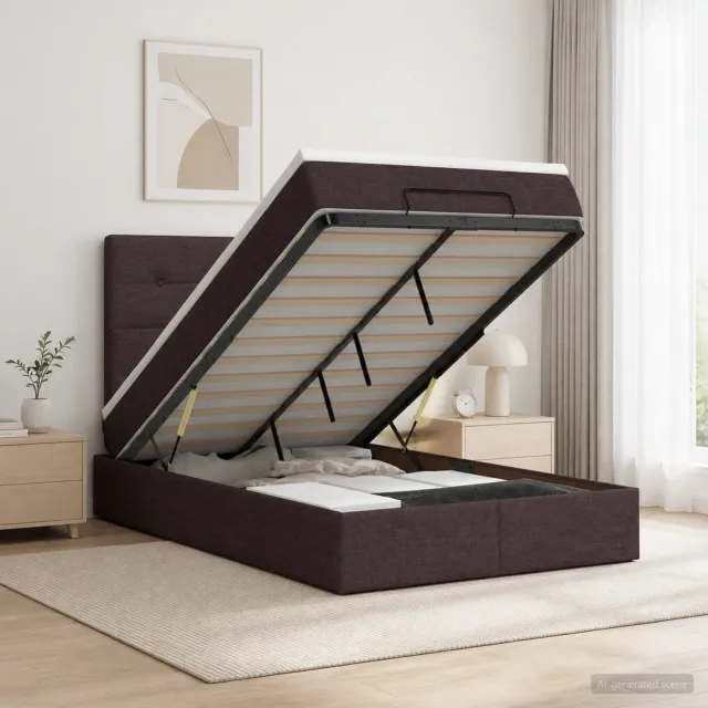 vidaXL Ottoman bed met matras Donkerbruin 120 x 200 cm Stof