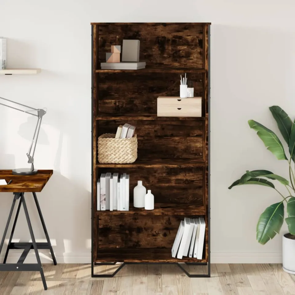 vidaXL Boekenkast 80x31x169 cm bewerkt hout gerookt eikenkleurig, foto 2