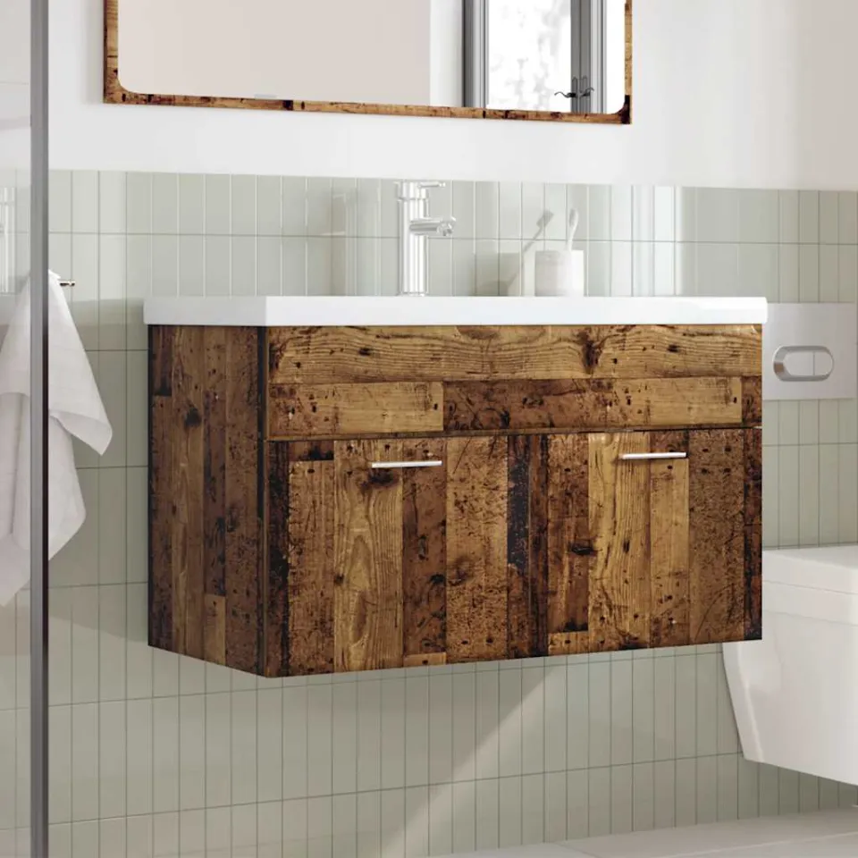 vidaXL 2-delige Badkamermeubelset bewerkt hout oud houtkleurig bruin, foto 2