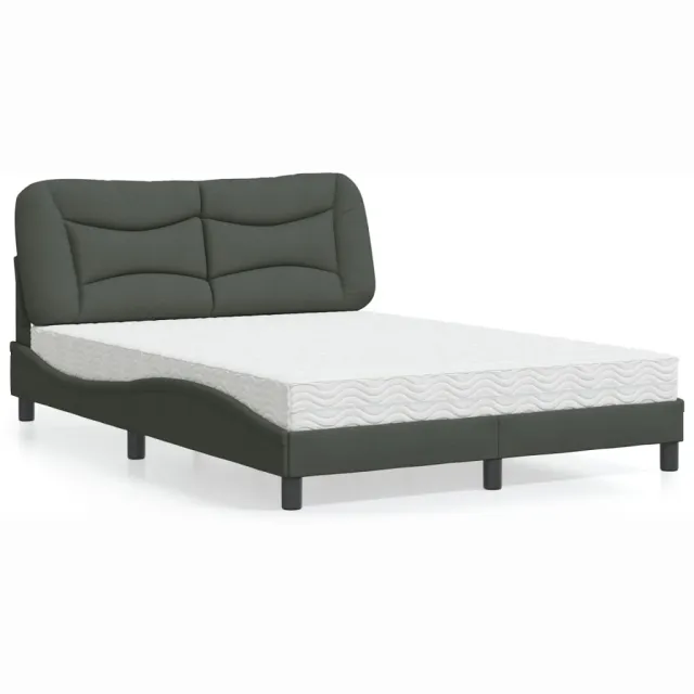 vidaXL Bed met matras "Hvar" stof donkergrijs 140x190 cm