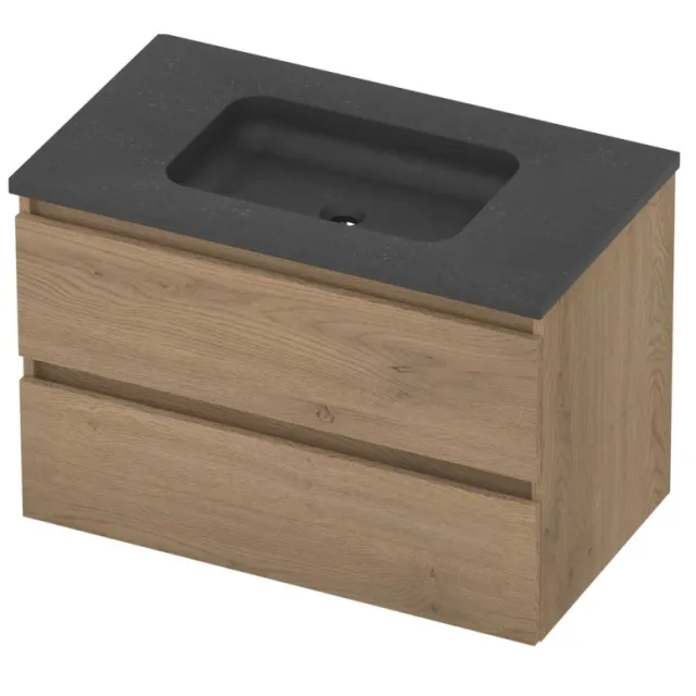 Basic-Line Rocky 46 Badmeubelset Hardsteen Zonder Kraangat 80x46x54 cm Pure Oak Blue Stone Grijs