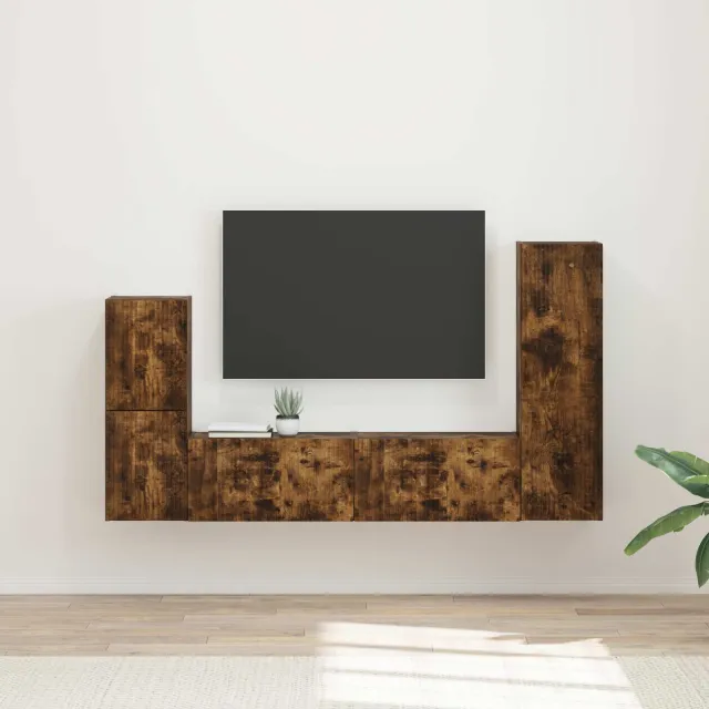vidaXL Tv-meubelset 4 st 30 x 31 x 100 cm Gerookt eiken Bruin