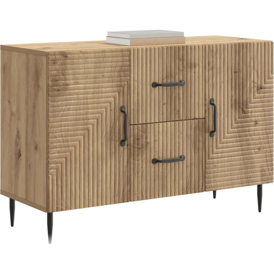 vidaXL Dressoir Artisanaal eiken 89 x 34,5 x 60 cm Bewerkt hout Bruin