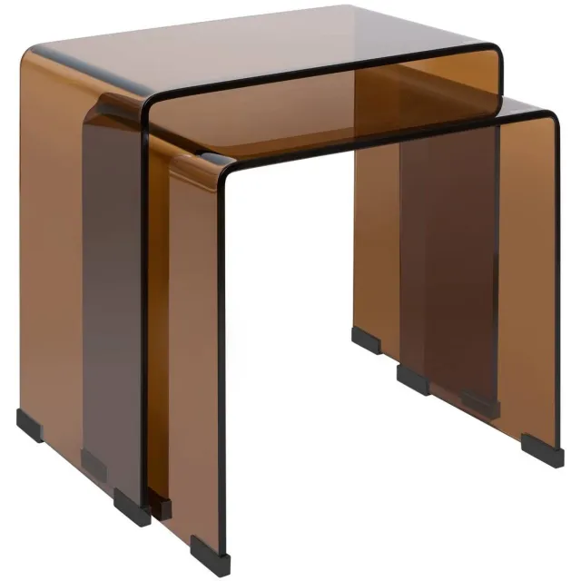 Atmosphera Créateur d'intérieur® set van 2 rechthoekige stapeltafels Lénia in de kleur amber Ambre