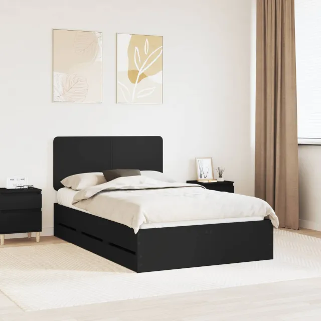 vidaXL Bedframe met lade met opslag Zwart 120 x 190 cm Ingenieurshout