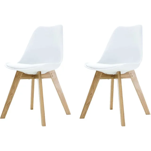 Essence Madera Eetkamerstoel wit - Houten onderstel - Set van 2