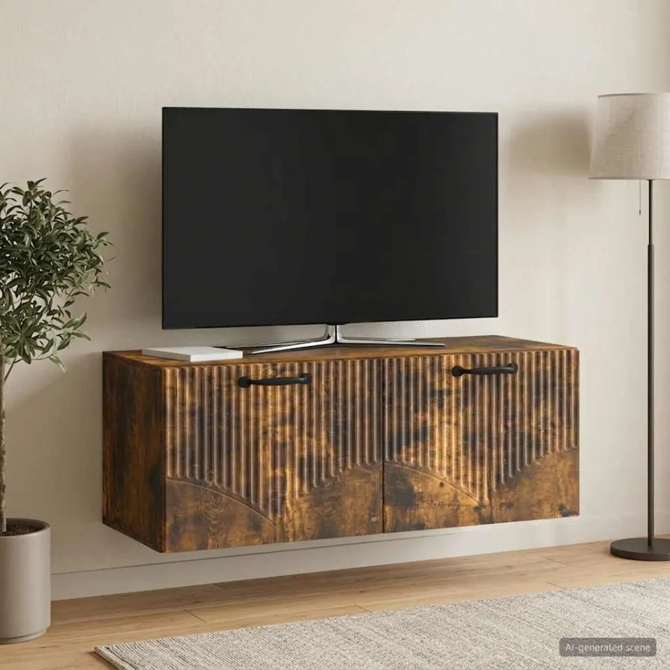 vidaXL Wandbeugel TV-kast Gerookt eiken 78,5 x 31 x 30 cm Bewerkt hout, foto 4