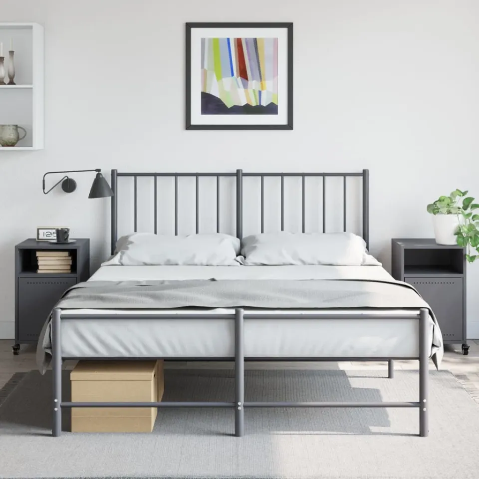 vidaXL Nachtkastjes 2 st 36x39x59 cm staal antracietkleurig, foto 2