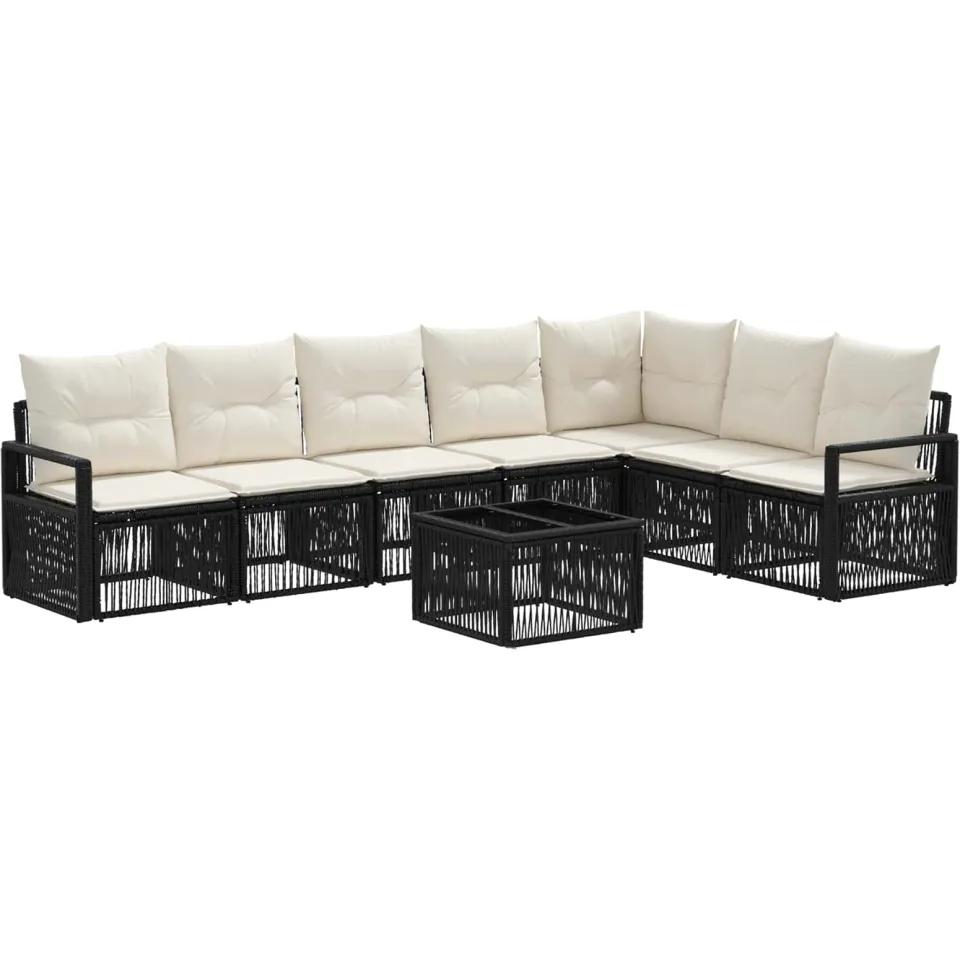 vidaXL Tuinbankenset 8 st Zwart poly rattan