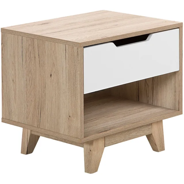 Beliani SPENCER - Nachtkastje - Lichte houtkleur/Wit - MDF Bruin
