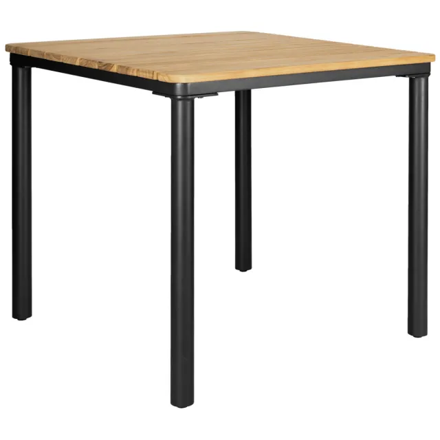 Vega Teaktafel voor buiten Zolia vierkant; 80x80x76 cm (LxBxH); Tafelblad bruin, frame zwart; vierkant
