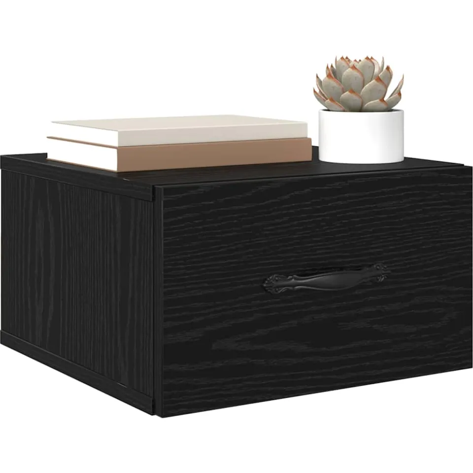 vidaXL Nachtkastje 2 st Zwart eiken 35 x 35 x 20 cm Bewerkt hout