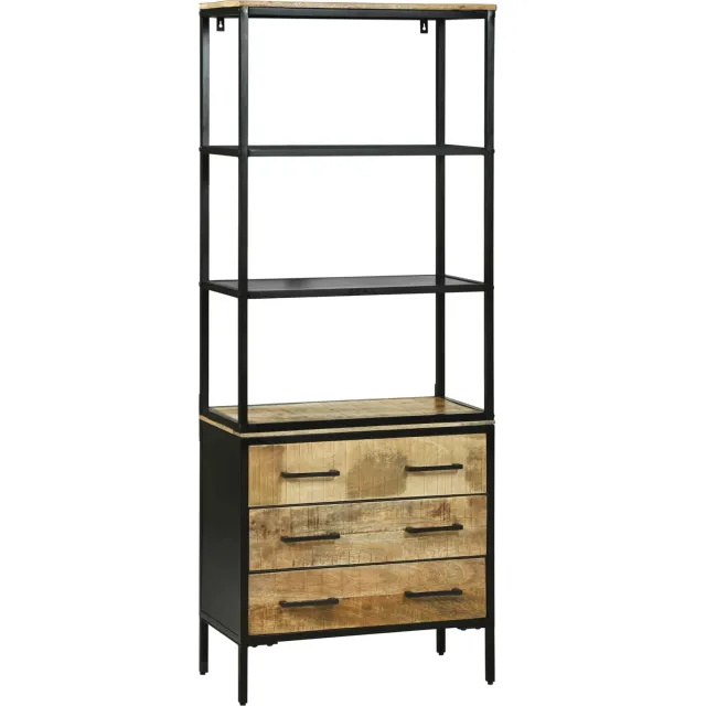 vidaXL Hoge kast met lade Bruin 70 x 35 x 180 cm Massief Mango Hout