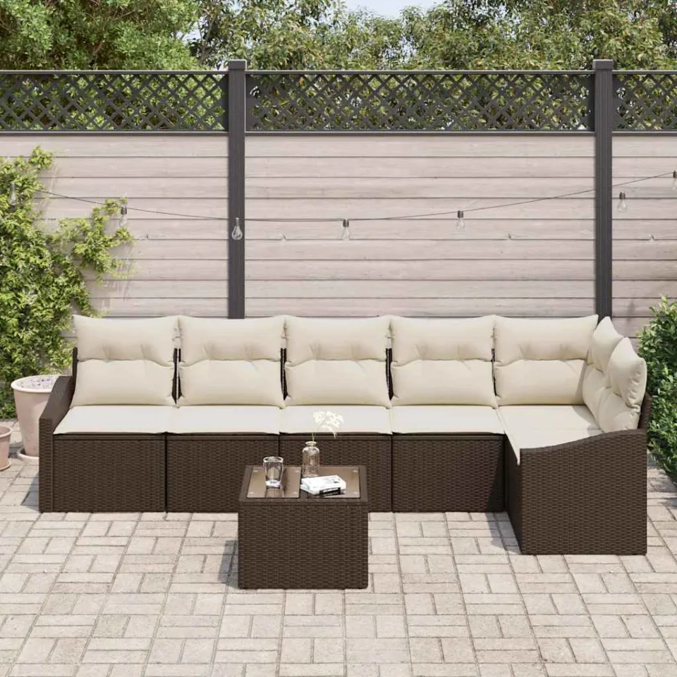 vidaXL Bankstel 7 st Bruin poly rattan, foto 3
