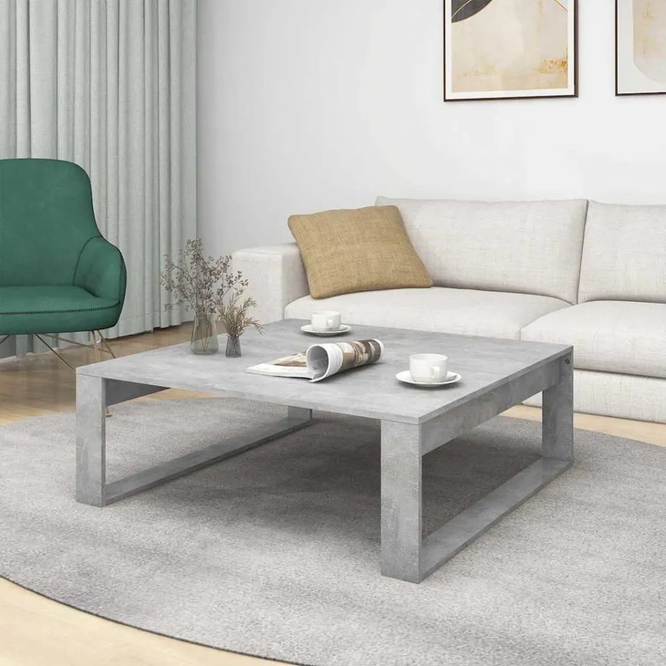vidaXL Salontafel 100x100x35 cm bewerkt hout betongrijs grijs, foto 4