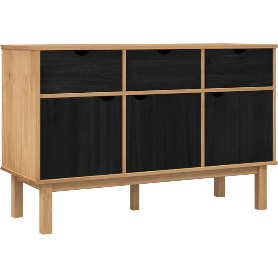vidaXL Dressoir OTTA Bruin en zwart 114 x 43 x 73,5 cm, foto 3