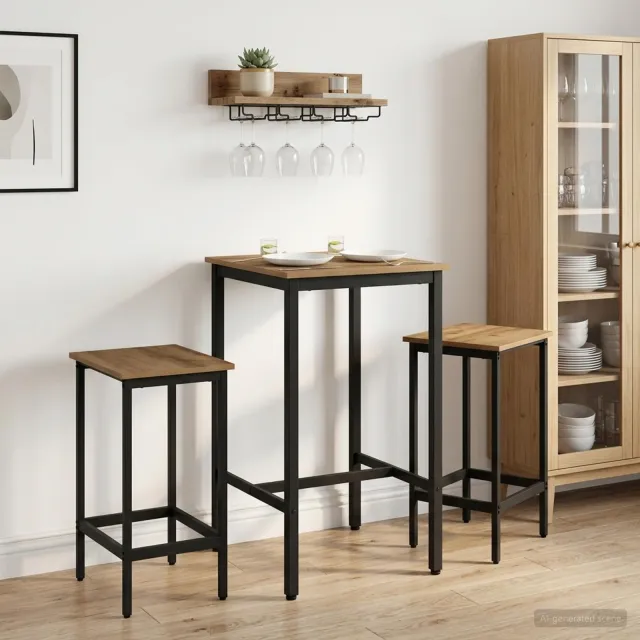 vidaXL Barkruk 2 st Artisanaal eiken 40 x 32 x 64 cm Bewerkt hout, foto 2