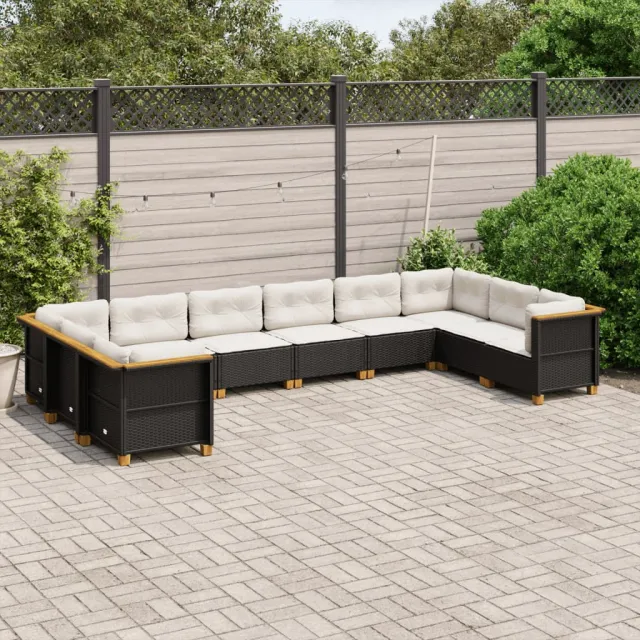 vidaXL 10-delige Loungeset met kussens poly rattan zwart, foto 2
