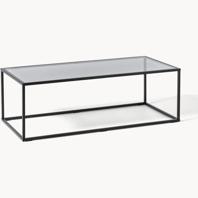 Westwing Collection Salontafel Maya met glazen tafelblad Transparant, Zwart