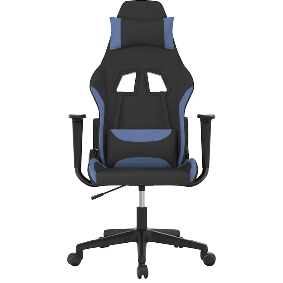 vidaXL Gamestoel stof zwart en blauw