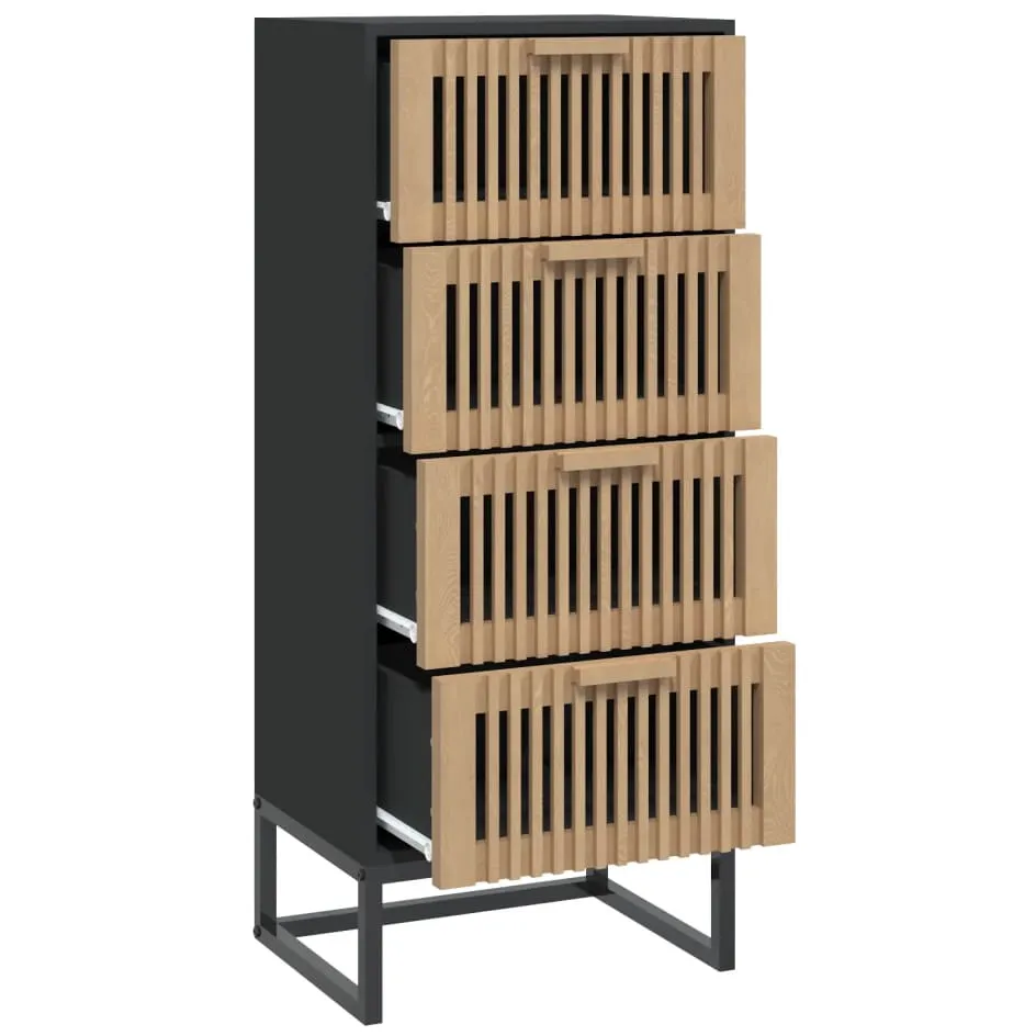 vidaXL Hoge kast 40x30x95 cm bewerkt hout zwart, foto 3
