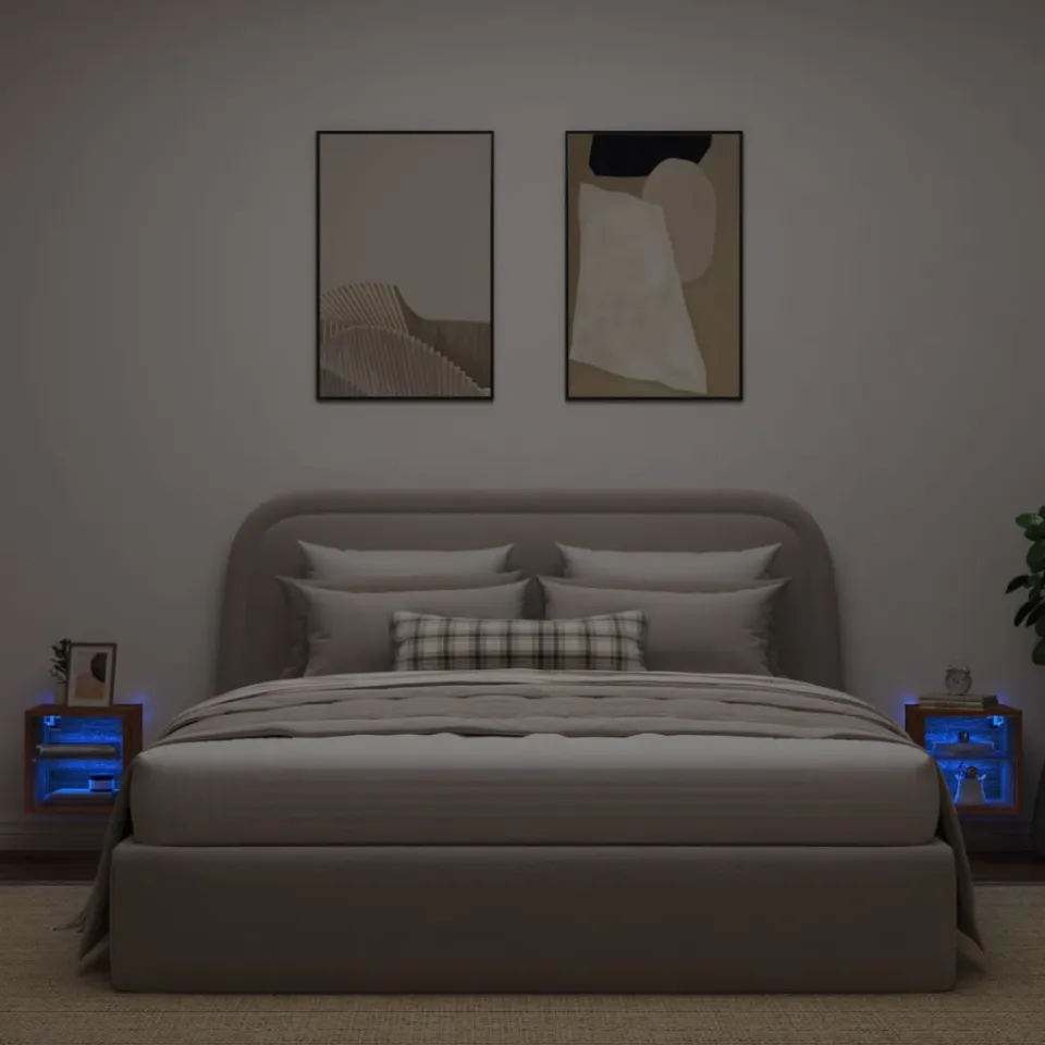 vidaXL Tv-wandmeubels met LED 2 st 30x28,5x30 cm bruin eikenkleur, foto 4