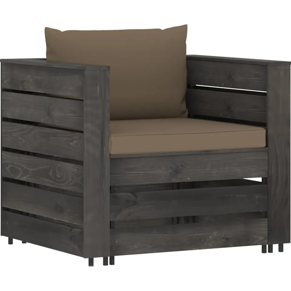 vidaXL 2-delige Loungeset met kussens grijs geïmpregneerd hout, foto 2