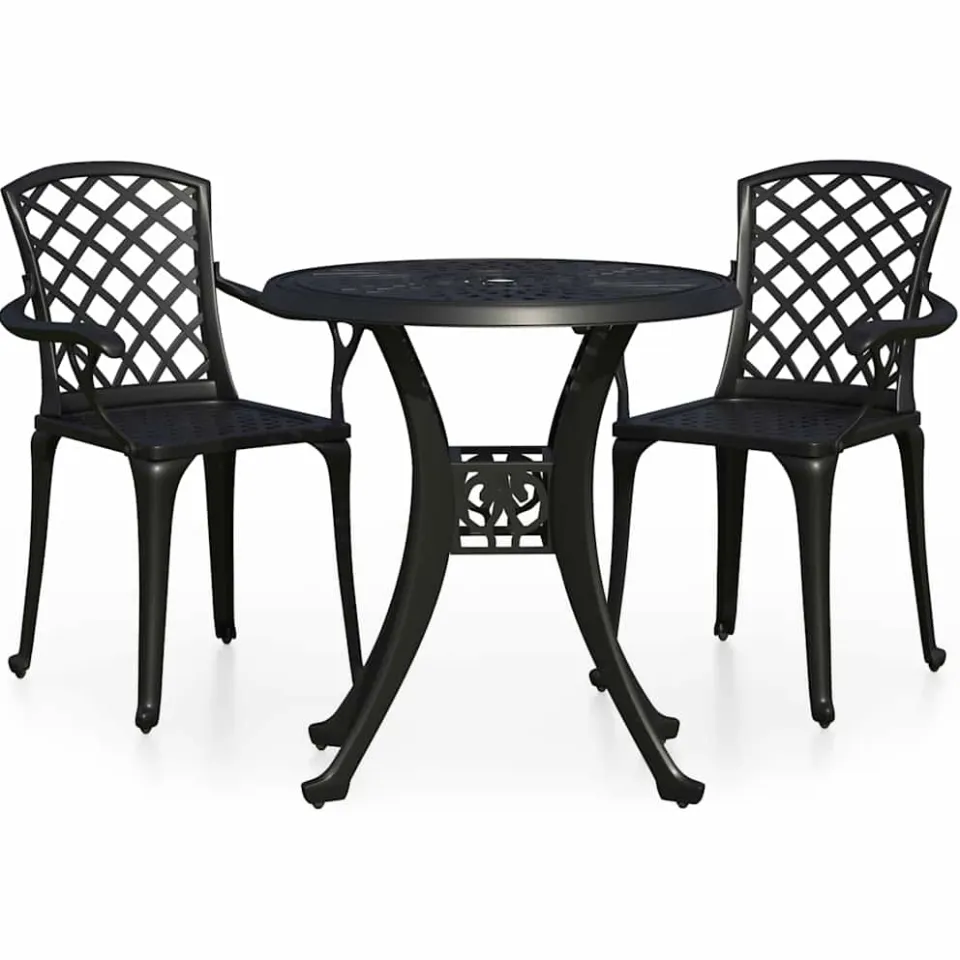 vidaXL 3-delige Bistroset gietaluminium zwart, foto 3