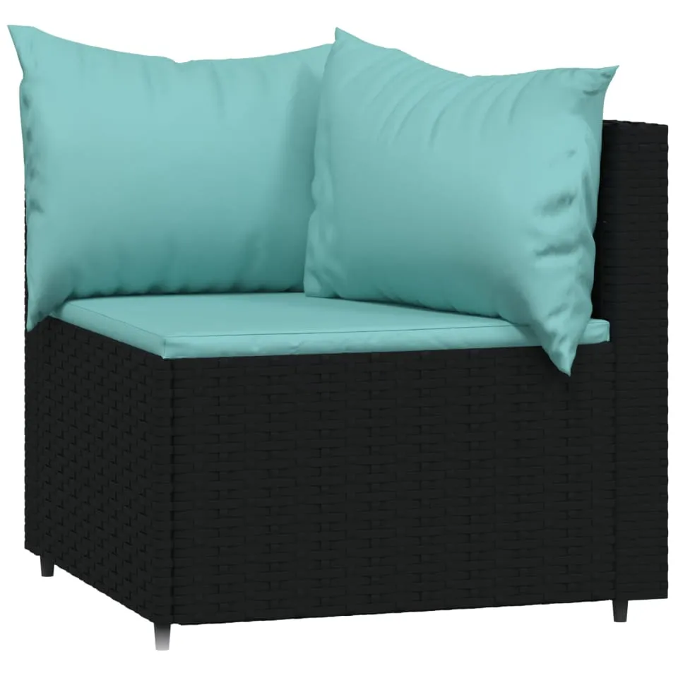 vidaXL 4-delige Loungeset met kussens poly rattan zwart, foto 4